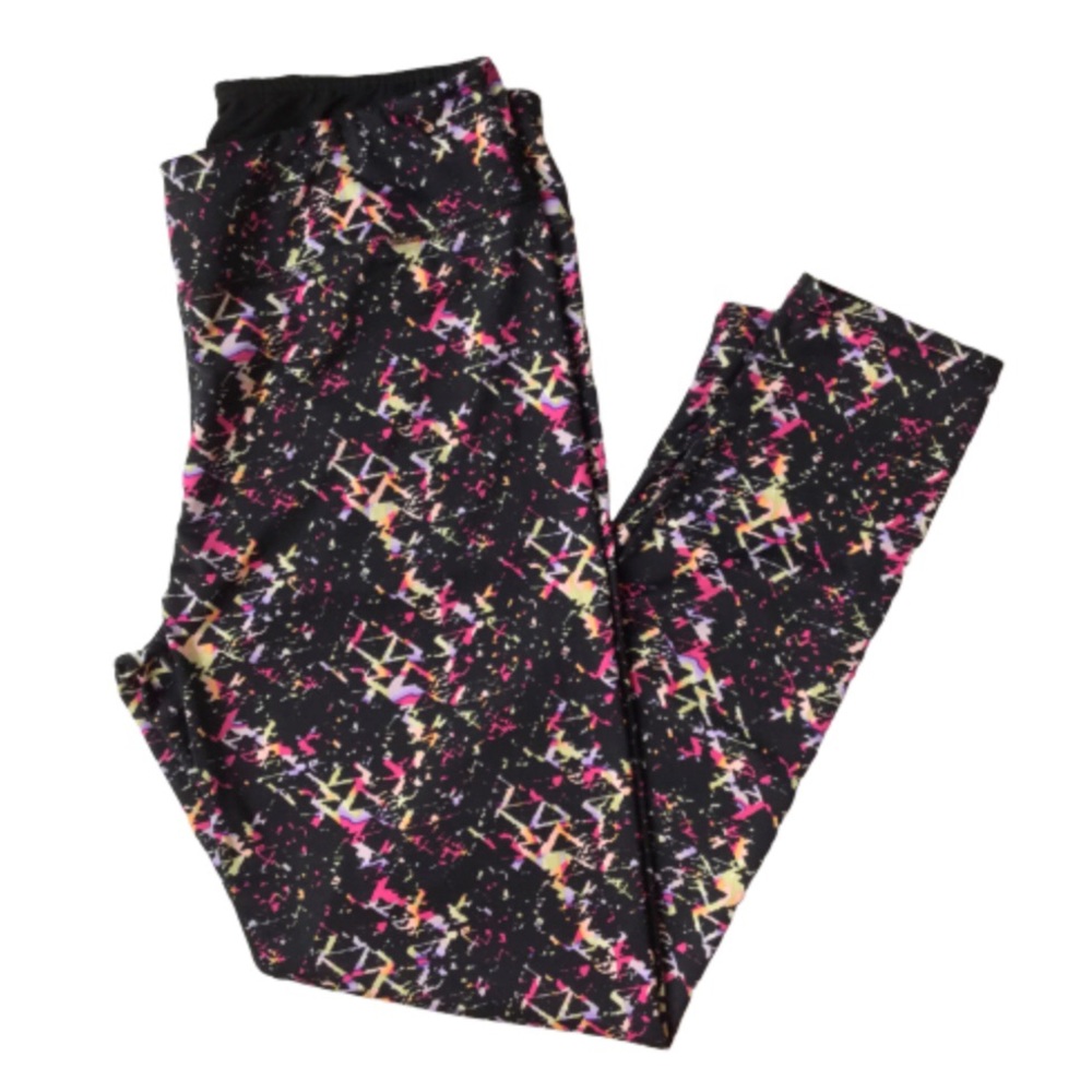 Epiphany Blu Black Print Leggings High Rise 2X